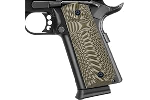 Guuun 1911 Griffe für Pistole 1911 Full Size Grips Gewehr-Hartschalenkoffer G10 Griffe Ambi Safety Cut Big Scoop Sunburst Texture