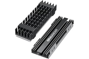 GRAUGEAR Podwójny aluminiowy radiator do M.2 NVMe SSD (2280), pasywny, 2 x zestawy chłodnic M.2, 1 x pasuje (5 mm) do PlayStation 5, 4 x silikonowa podkładka przewodząca ciepło, aluminium, G-M2HS01,