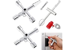 MisFun Clé Universelle 3 Pièces, Cle Pompier Multifonction, Clés Universelles pour Armoire Électrique Portable Clé, Clé Triangle Convient à Tous Les Types D'ascenseurs t de Compteurs D'eau