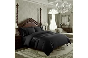 Casabella Luxury Crushed Velvet Panel Band Duvet Cover Sets with Pillow Case King Size Duvet cover Bedding Set – Black Crush Velvet King Duvet Cover Sets