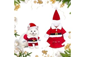 FYZSJWL Hundekostüm Weihnachten, Haustier Weihnachtskostüm, Katze Hund Weihnachtskostüm mit Nikolausmütze, Weihnachtskostüme Für Haustiere, für Neujahr Christmas Party Haustierpartys Bekleidung Anzüge(M)