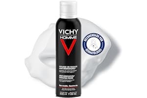 Vichy Homme, Mousse de Rasage Anti-Irritations, Peau Protégée et Hydratée, Contient du Calcium, de la Vitamine C Glucosée et de l'Acide Salicylique, Soin Homme, Sensi Shave, 200 ml