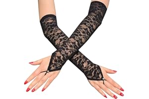 Suxgumoe Lange Spitzenhandschuhe, Frauen Blumenspitze Armstulpen Spitze Armstulpen Fingerlose Fahrhandschuhe für Hochzeitsfeier