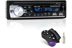 Autoradio Bluetooth, CENXINY 1 DIN Radio Voiture Récepteur avec Lecteur MP3 WMA FM Télécommande, Deux USB Port,Main Libre Stéréo 4 x 65W Soutien iOS, Android (Non RDS/CD)