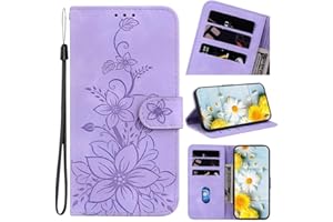 KRjcsfhy Nokia 2.4 Case, Flip PU Leather Shockproof Wallet Phone Cases Embossed Flowers Folio Slim Fit Magnetic Protective Cover TPU Bumper with Stand Card Holder Slots for Nokia 2.4 purple