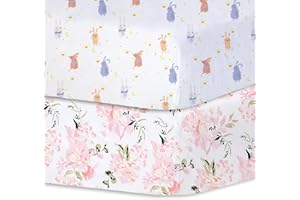 Bimocosy Lot de 2 draps-housses pour lit bébé - 70 x 140 cm - 100 % microfibre - Certifié Oeko-Tex Standard 100 - Fleurs - Éléphant