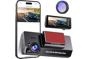 POYBPCY Dashcam 4K, Dash CAM Coche con Filtro CPL, WiFi Camara Vigilancia Coche con Tarjeta SD 64GB, Dashcam Cámara, 170°Angular, Visión Nocturn, Sensor G, Monitor de Aparcamiento, Grabación en Bucle