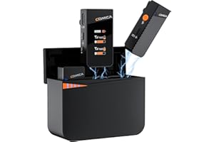 COMICA Vimo C3 Micro Cravate sans Fil, Suppression du Bruit et Mode de Sécurité,Microphones Lavalier Wireless 2.4Ghz pour Android/DSLR Cameras/Computer/Live Streaming(avec étui de Chargement)