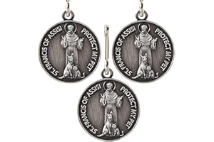 Needzo St. Francis Pet Medal, Pendant Accessory for Dog Collars, Catholic Keepsake Gifts for Animals, 1 Inches (Pack of 3)