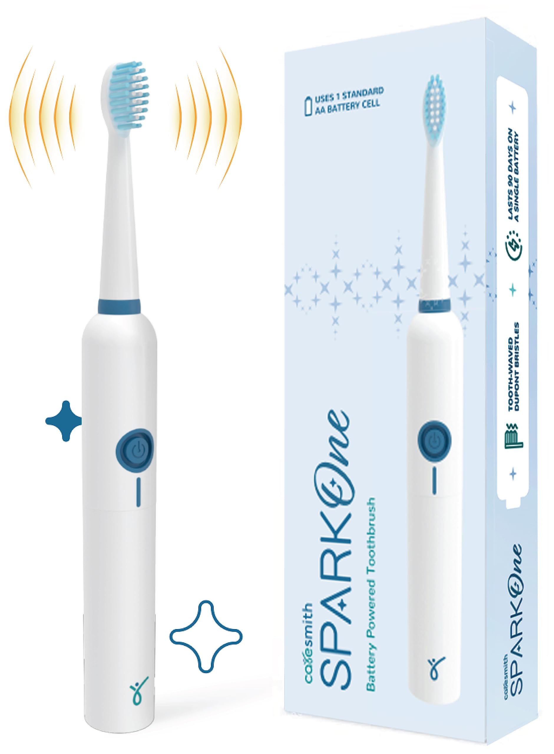 Caresmith SPARK One Electric Battery Toothbrush | Electric Tooth Brushes for Adult | AA Battery Provided | 30000 Strokes per 