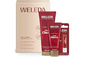 ‎WELEDA WELEDA Bio Weihnachts-Geschenkset Very Cherry 2025 - Naturkosmetik Winter XMAS Geschenk Set bestehend aus Duschgel, Handcreme & Lippenbalsam - Unisex Körperpflege / Lippenpflege Set zu Weihnachten