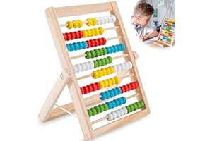 UINNOSSVC Calculator Slider Primary School, Counting Aid Children's Calculator Children Abacus Primary School Abacus Wooden Counting Box for Math Lessons 100 Colourful Beads Maths Educational Toy for Children