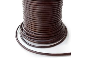 Auroris Cordon en Cuir Rond Brun Ø 5 mm Rouleau de 10 mètres