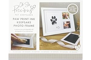 OH SO PRECIOUS PET KEEPSAKES Paw Print Ink Keepsake Photo Frame Kit | Pet Memorial Easy Home Use | Family Friendly | Pet Safe Non-Toxic Ink | Wall Hanging & Stand