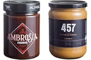 PALEOBULL Pack Crema de Cacao y Avellanas Saludable Ambrosía 300 g y Crema de Cacahuete 457 Natural 100% 500 g - Sin Azúcar Añadido, Sin Edulcorantes, Sin Stevia, Sin Aceite de Palma, Sin Aceite de Girasol