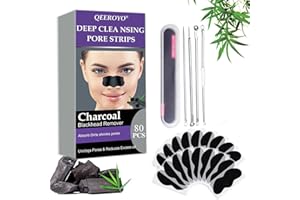 QEEROYO Mitesserentferner Stripes, 80 Stück Nasenstrips, Anti Nosestripes Mitesser, Pore Strips, Poren Reinigung mit Aktivkohle, Entfernen Mitesser und Unreinheiten