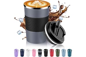 Volhoply Termostatisk reskanna i rostfritt stål på 390 ml med klafflock, återanvändbar dubbelt vakuumisolerad metall kaffekan