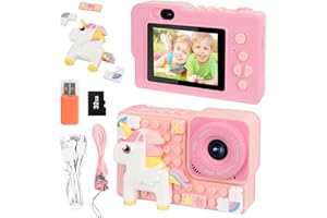 XTOERBUY Kids Camera for Boys&Girls with Building Blocks, Toddler Camera with 32GB SD Card for Ages 6-12 Years,2.4-inch 1080P HD Digital Video Camera, Christmas Birthday Festival Gifts (Building Blocks, Pink)