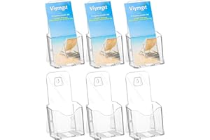 Viymgit 6 Stück DIN Lang Flyerständer – Transparente, standfeste Tisch-Prospekthalter für DL Flyer & DIN A6 Postkarten, Trifold Flyerhalter, glasklar