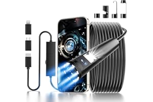 GLASFLENGTH Endoskop HD 1920p z oświetleniem LED, kamera inspekcyjna bez konieczności korzystania z Wi-Fi, kamera kanałowa, wodoszczelna IP67, do systemów Android i iOS, 5 m