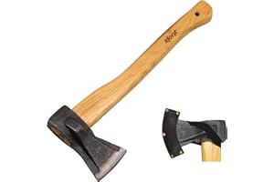 Xforst Spaltaxt för att klyva ved – Yxa & yxa av smidd stål med Hickory-skaft & klingskydd – Skogsyxa & vedyxa för eldved, kaminved, trädgård & utomhus – 45 cm, huvuden 1 kg – X-SA1C#
