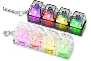 2 st tangentbordsfidgetleksak för vuxna, klicker-tangentbord, tändning, 4 knappar, bärbart fidgettangentbord med LED-ljus, coola prylar, nyckelring, ångestlindrande stressleksaker, gåva (svart +
