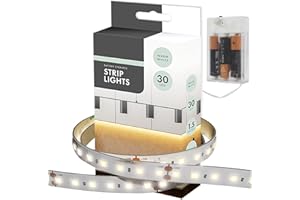 D.A.Y. REPUBLIC 1.5m AA Battery Operated Indoor Warm White LED Strip Lights, Ideal for Under Shelf Lighting, Cupboards, Wardrobes, Behind TV, Above Mirror, Cars, Motorhomes, Caravans, Lounge, Kids Bedroom