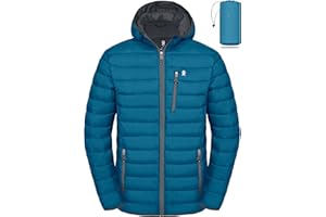 Little Donkey Andy Męska pakowalna lekka kurtka puchowa z kapturem wiatroszczelny płaszcz zimowy z izolacją z recyklingu