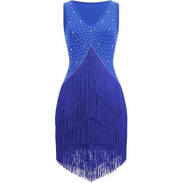 Damen Tanzkleid Mit Metallic-Farbblock – Langärmelig, Aus Polyester, Für Auftritte & Festliche Anlässe
