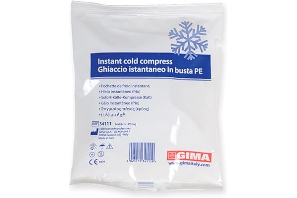 Gima - Glaçons instantanés en sac PE, pratiques et fonctionnels, idéaux pour la cryothérapie, les traumatismes et les gonflements, 34111
