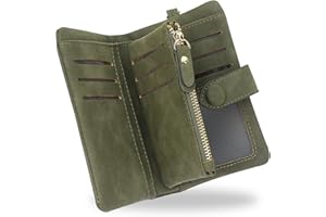 conisy Piccolo Portafoglio Donna in Pelle con blocco RFID, Compatto Portatile Corto Borsellino per Signore con portamonete