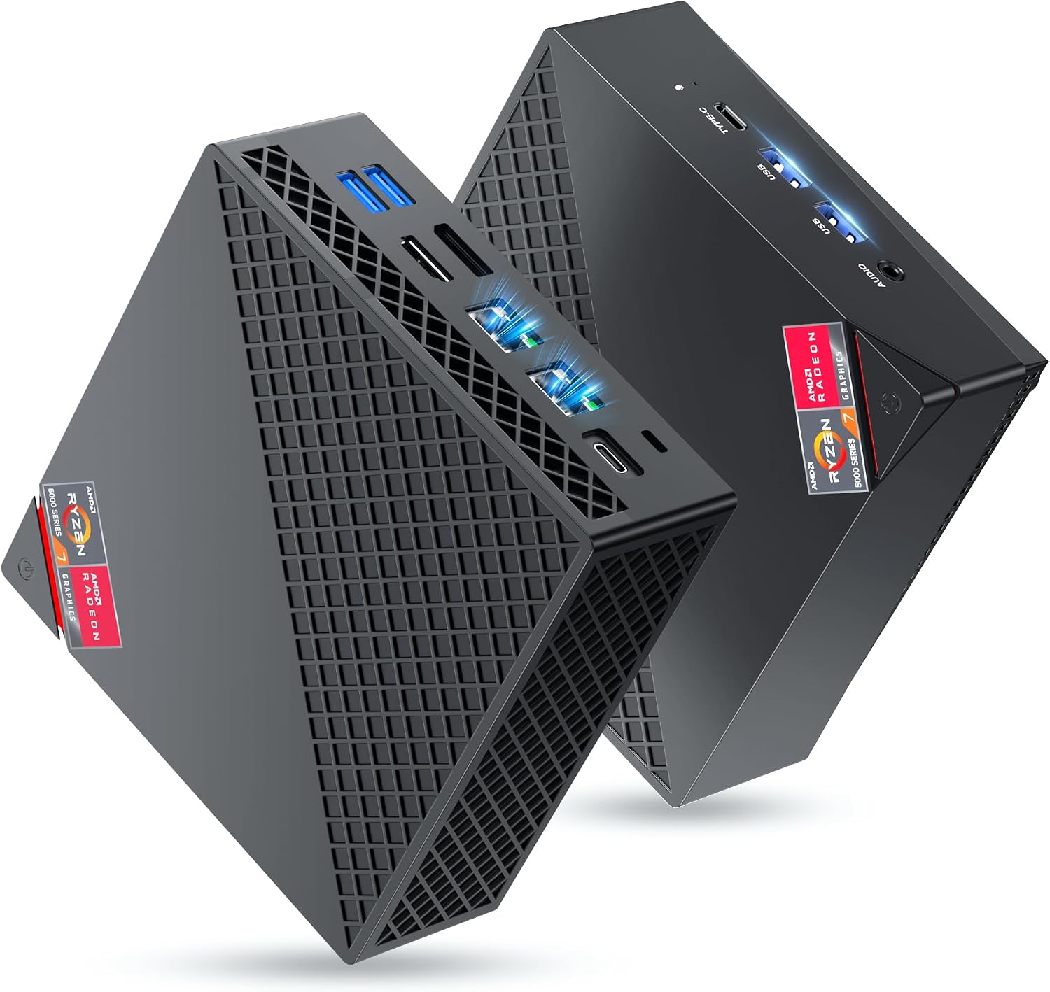 NiPoGi AM06PRO Mini PC Ryzen 7 7730U W-11 Pro(8C/16T, hasta 4,5 GHz),16GB DDR4 512GB M.2 SSD Mini Ordenador,4K Triple Display DP+HDMI+Type-C,WiFi 6/BT5.2/Dual LAN Micro PC para Escuela/Oficina