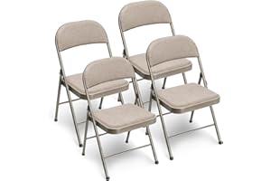 BULAGE Gartenstühle Stapelbar 4er set Balkonstuhl Campingstuhl Klappbar Stapelstuhl Klappstuhl Outdoor Stühle für Gärten Innenhöfe Balkon Restaurants, Metall Gartenstuhl bis 150 kg Belastbar mit Stoff-Kissen