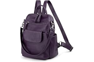 UTO Femme Sac à Dos avec Sangle Multi Poches Bien Organisé Similicuir Doux Vogue Parme