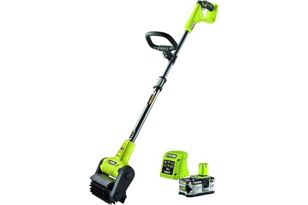 RYOBI Trådlös golvrengörare 18 V One+ RY18PCB-140 - nylonborste, 4Ah batterier + laddare, 40 min, batteritid 40 min, yta 16,2 cm - idealisk golv, plattor, terrass i trä och kakel - batteri ingår inte
