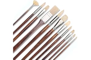‎FUUMUUI Borstenpinsel Set Malen, 11 Stück 100% Natur Chungking Reinborsten Künstlerpinsel mit Einer kostenlosen Tragebox | Ideales Pinsel Set für Ölmalerei,acrylfarben,Gouache | Braun