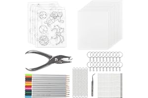 NVGVUP Zestaw 169 sztuk folii kurczliwej, breloczek do kluczy, do majsterkowania, folia termokurczliwa, zestaw "zrób to sam", breloczek do kluczy dla dzieci, łańcuszek kulkowy, ołówki, dziurkacz