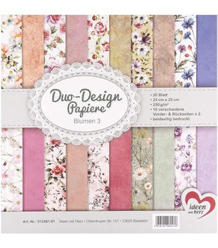 Duo-Design-Papiere, 3 versch. Blöcke à 20 Blatt, beidseitig