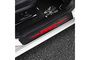 WYXAXNM 4 Pezzi Auto Fibra di Carbonio Battitacco Adesivi per Suz-uki Swift 2022 2021 2019 2018 2017-2014, Soglia Porta Anti-Graffio Scuff Piastra di Protezione Antiscivolo Adesivi Decorativi Accessori