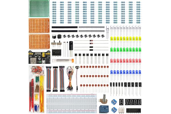 WayinTop Composants Électroniques Kit de Démarrage avec Manuel d'utilisation Français, Breadboard Jumper Fil Kit, PCB Board, LED Diodes & Résistance Kit pour Arduino