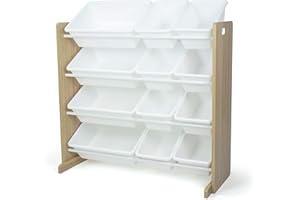 Humble Crew Toy Organiser, Alloy Steel, Natural Wood/White, 86.4 x 39.4 x 79.5 cm