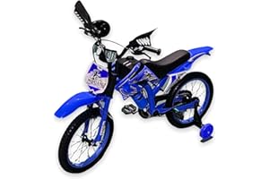Touch of Venetian 16" Boys Children Bike with Stabilisers Wheels Kids Bike for Ages 5-9 Years Old Red Green Blue(16 inch) Moto Motorcycle Motorcross