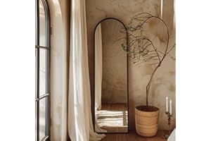 KAIDIDA Arched Full Length Mirrors Free Standing 163X53cm Bedroom Hallway Wall-Mounted Full Body Mirror with Shatter-Resistant Glass Black Metal Frame