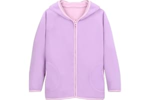 ANIMQUE Bambini Giacca con Cappuccio da Doppio Strato Pile Polare Ragazzi Ragazze con Cerniera Autunno Invernali Caldo Cappotto 1-10 Anni