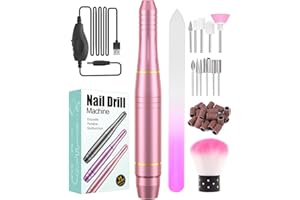 NANSSIGY Electric Nail Files, Professional Electric Nail Drill for Acrylic Nails Gel, Low Vibration Safe, 20000 RPM Adjustable Speed E file, Mini Manicure Pedicure Set with 11 Drill Bits for Nail Beginner Tech