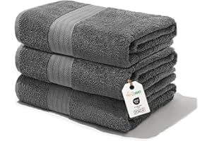 nice homeit - Juego de 3 Toallas de Baño Extra Suaves, 100% Algodón Made in Italy, Altamente Absorbentes y de Secado Rápido, Tamaño 75 x 140 cm, Color Gris Oscuro