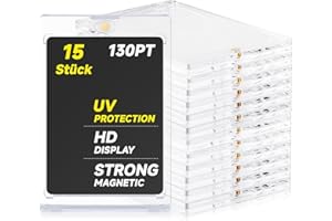 Meetory 15 sztuk uchwyt magnetyczny na karty 130PT koszulki na karty kolekcjonerskie z ochroną UV - twarde przezroczyste koszulki na karty z tworzywa sztucznego do Yugioh, Magic, Pokemon, MTG