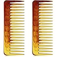 Patelai Large Hair Detangling Comb Wide Tooth Comb for Curly Hair Wet Dry Hair, No Handle Detangler Comb Styling Shampoo Comb (Amber)