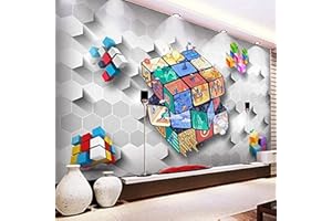 XLMING Carta da parati murale di qualsiasi dimensione 3D Stereo Color Rubik'S Cube Murale Shopping Mall Background Wall Sticker-150cm×105cm