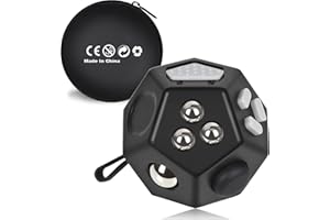 VCOSTORE Mini Fidget Stresswürfel Cube 12 Seiten, Angst Entlastung, Tragbares Anti Stress Spielzeug für Kinder und Erwachsene mit ADHS ADD OCD Autismus, Schwarz